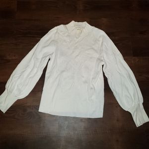 Anthropologie Maeve Nico Mock Neck Top in Ivory